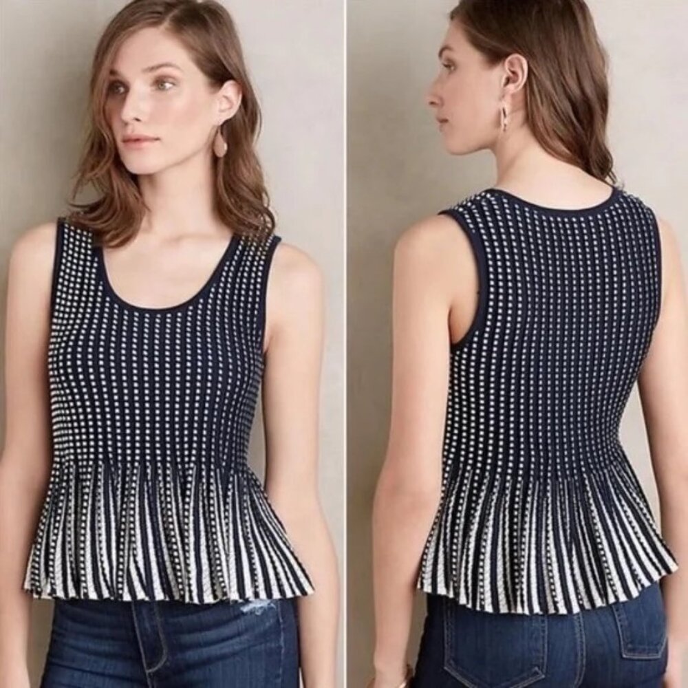 Anthropologie | Moth Ostinato peplum sleeveless knit sweater tank S